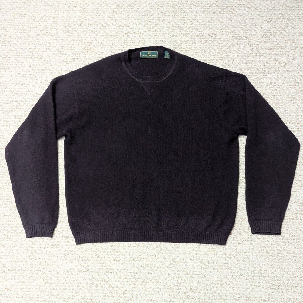 Embassy Row Mens Sz XL 100% Cashmere 2-Ply Minimalist Luxurious Preppy Casual